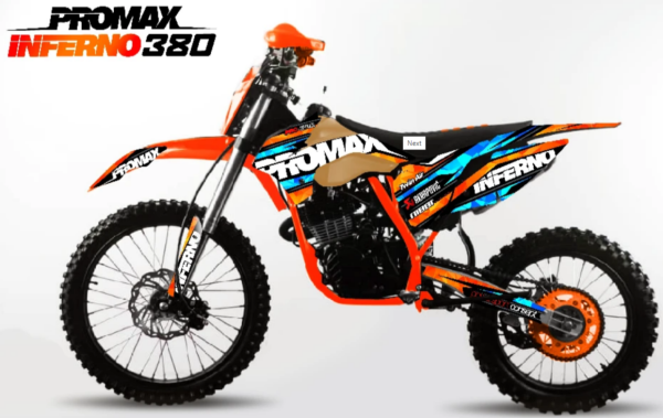 Мотоцикл кроссовый / эндуро PROMAX (Промакс) INFERNO 380 CB300RL (ZS175FMM-7) (4 valves, 5 gears) оранжевый/черный