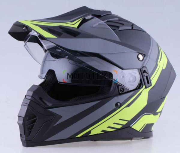 Шлем мото кроссовый RACER (Рейсер) JK801 (XL) черный/желтый